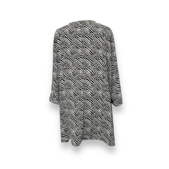 Pacific Beach 3X Black & Ivory Coverup Dress Lace-Up Front Geometric Pattern - Picture 3 of 9